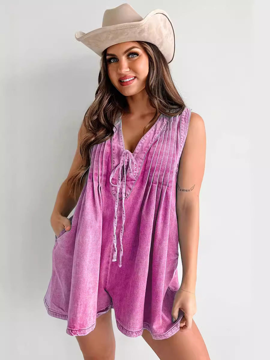 Combinaison en Jean Femme Sans Manches ou Manches Courtes, Style Décontracté & Tendance