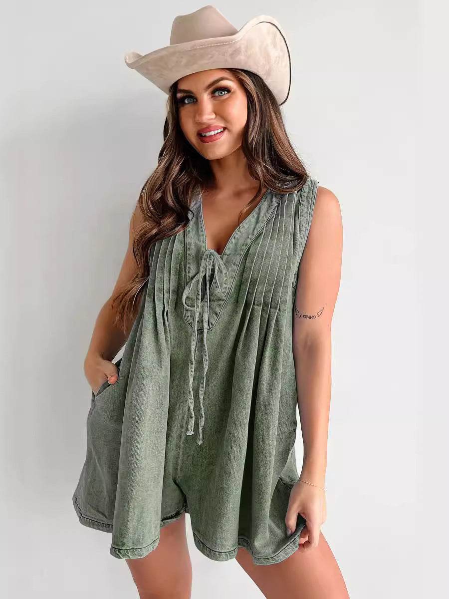 Combinaison en Jean Femme Sans Manches ou Manches Courtes, Style Décontracté & Tendance