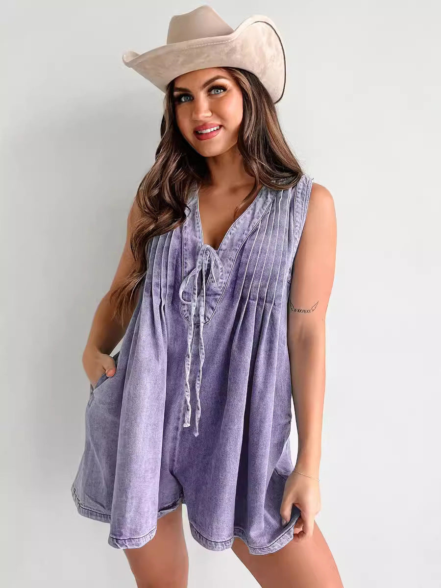 Combinaison en Jean Femme Sans Manches ou Manches Courtes, Style Décontracté & Tendance