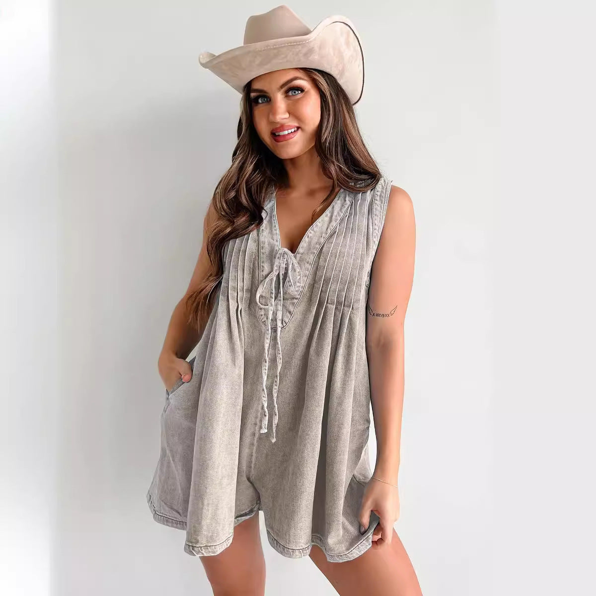 Combinaison en Jean Femme Sans Manches ou Manches Courtes, Style Décontracté & Tendance