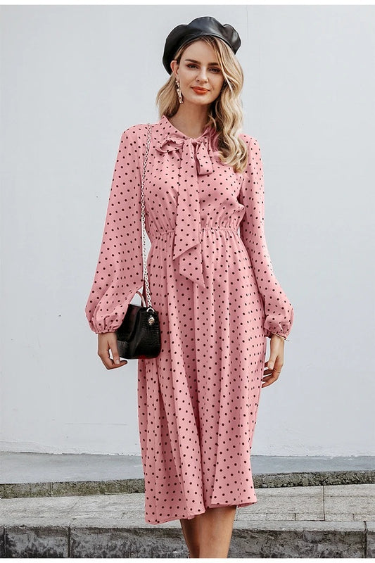 Robe Chic girly à pois rose