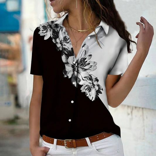 Blouse Grande Taille  Motif Floral 3D & Tissu fluide
